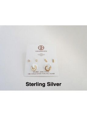Giani Bernini 3 pack CZ, 18k Gold over SS earrings